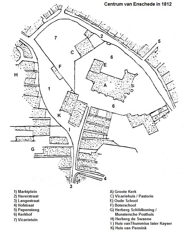 Centrum van Enschede in 1812